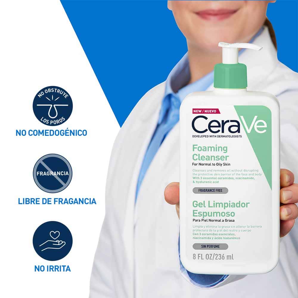 CeraVe Gel Limpiador Espumoso Piel Normal a Grasa - Frasco 236 ml