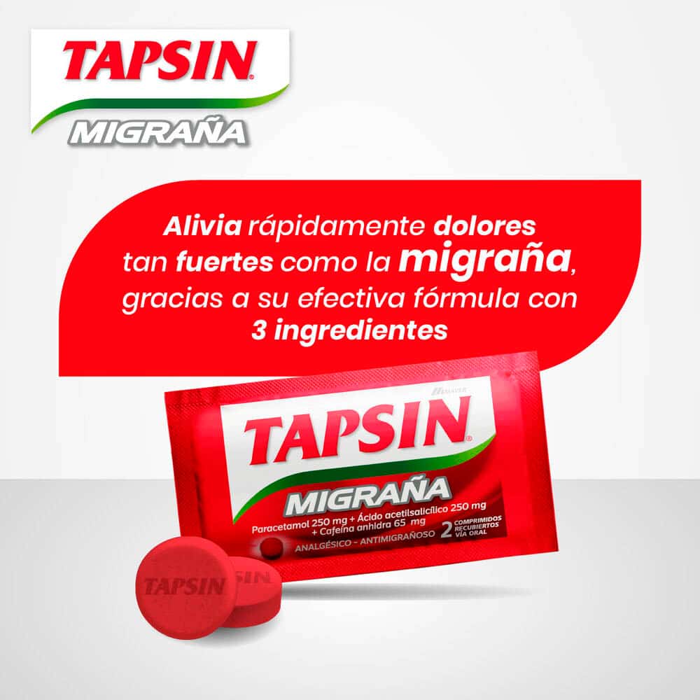 Tapsin Migraña 250 mg + 250 mg + 65 mg - Caja 50 Sobres