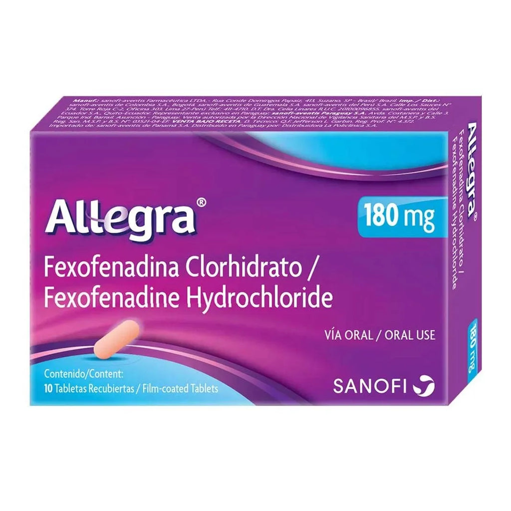 Allegra 180 mg (fexofenadina) Tabletas - Caja 10 und