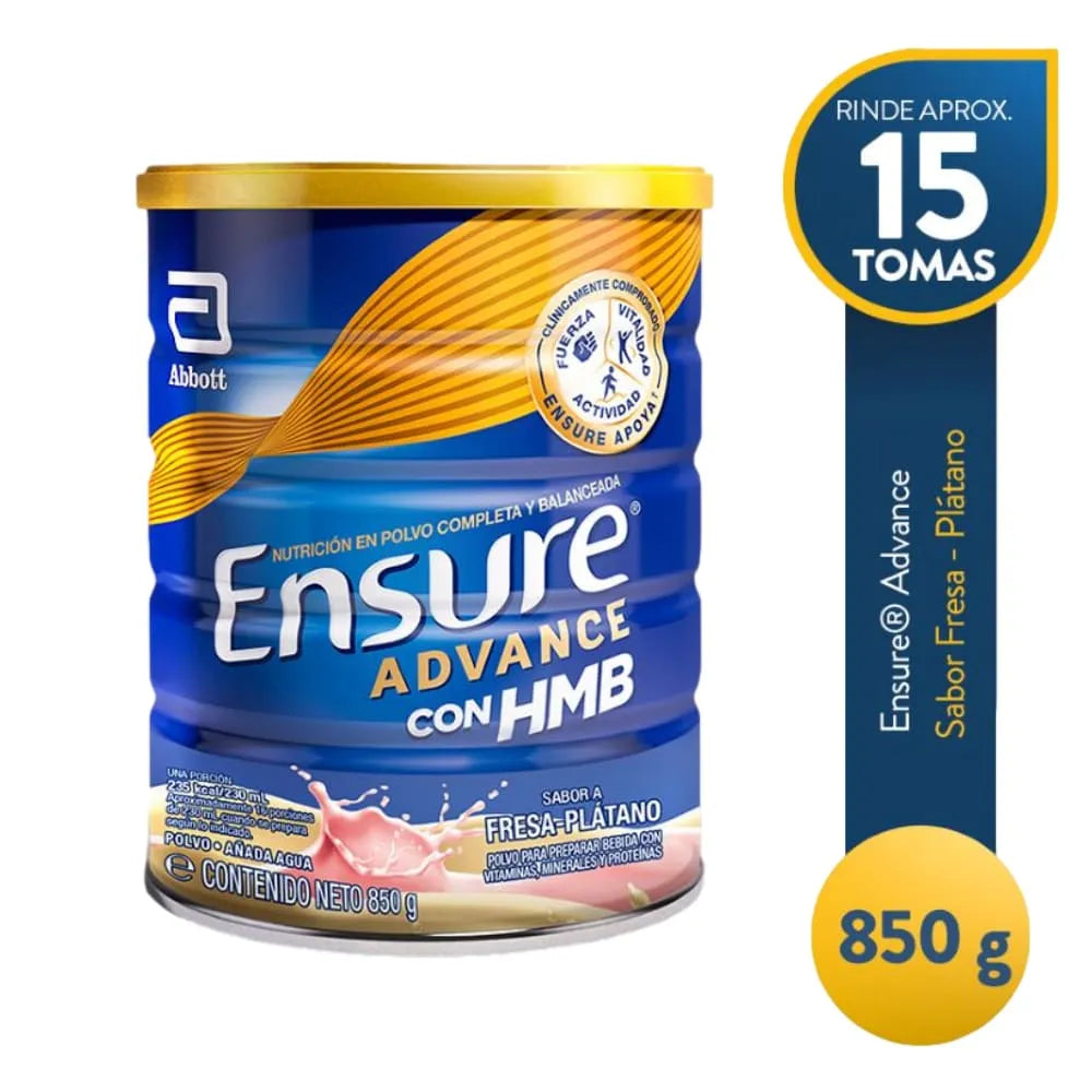 Ensure Advance con HMB en Polvo Sabor Fresa Plátano - Lata 850 g