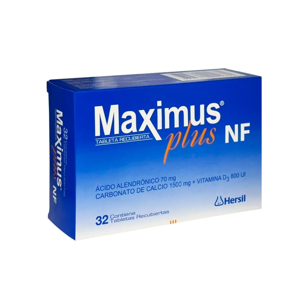 Maximus Plus NF 70 mg + 1500 mg + 800 UI - Caja 32 Tabletas Recubiertas