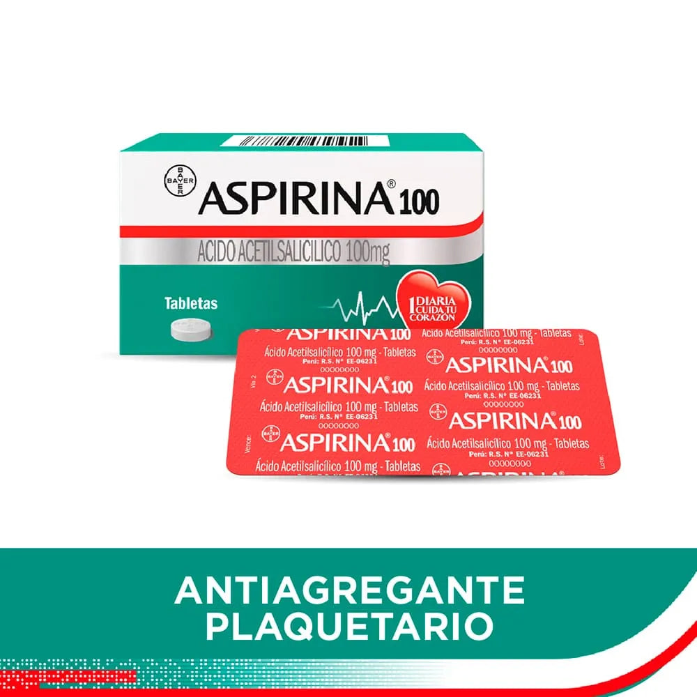 Aspirina 100 mg Tabletas - Caja 100 und
