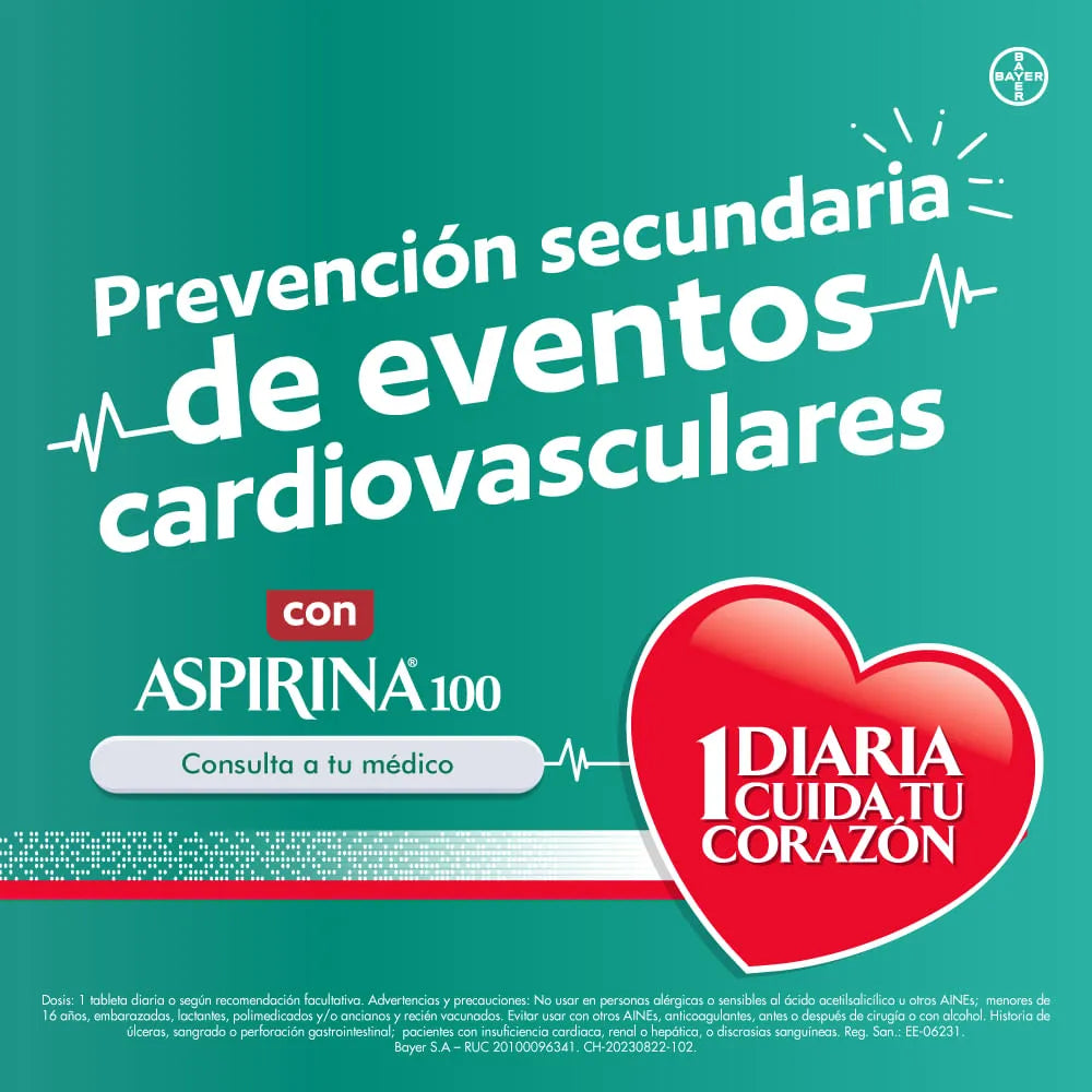 Aspirina 100 mg Tabletas - Caja 100 und