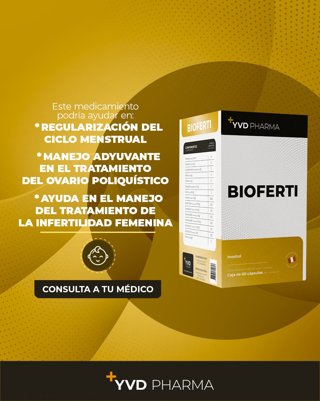 YVD Pharma Bioferti - Frasco 60 Cápsulas