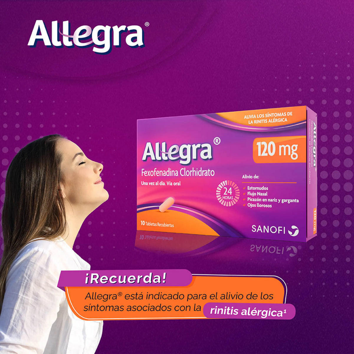 Allegra 120 mg Tabletas (fexofenadina) - Caja 10 und