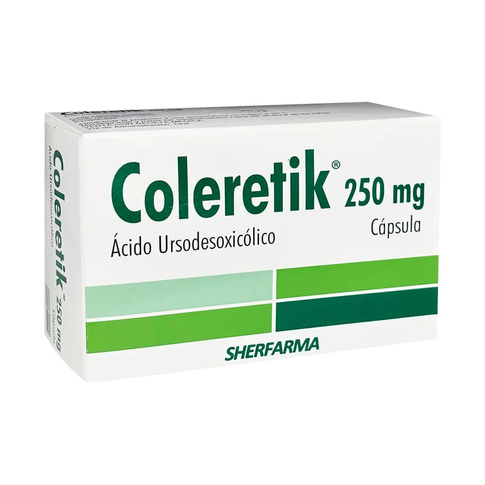 Coleretik 250 mg (Ac. ursodesoxicólico) - 50 Cápsulas
