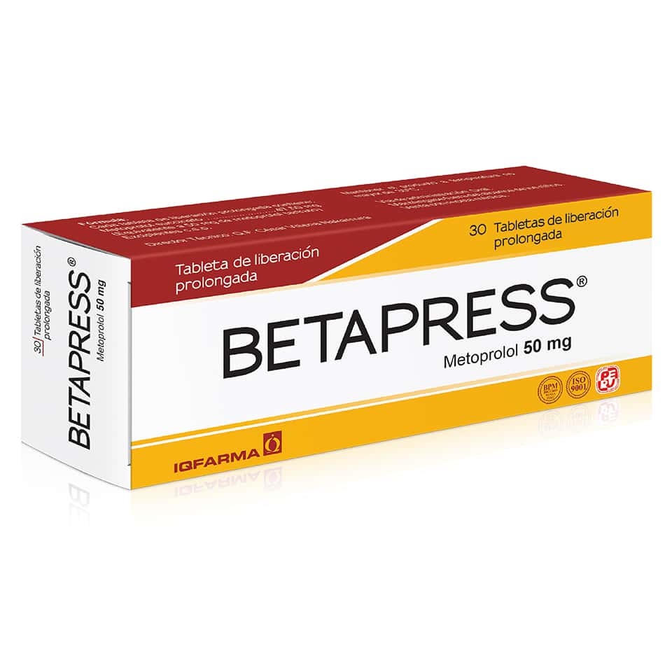 Betapress 50 mg -(Metoprolol) - 30 Tabletas de Liberación Prolongada