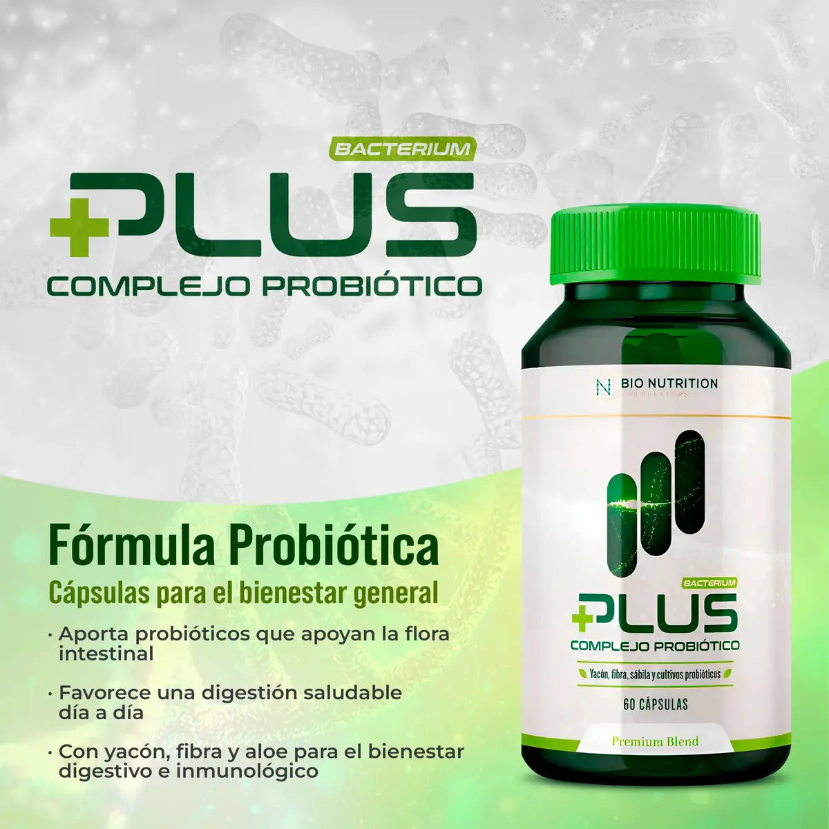 Bio Nutrition Bacterium Plus Cápsulas - Frasco 30 und
