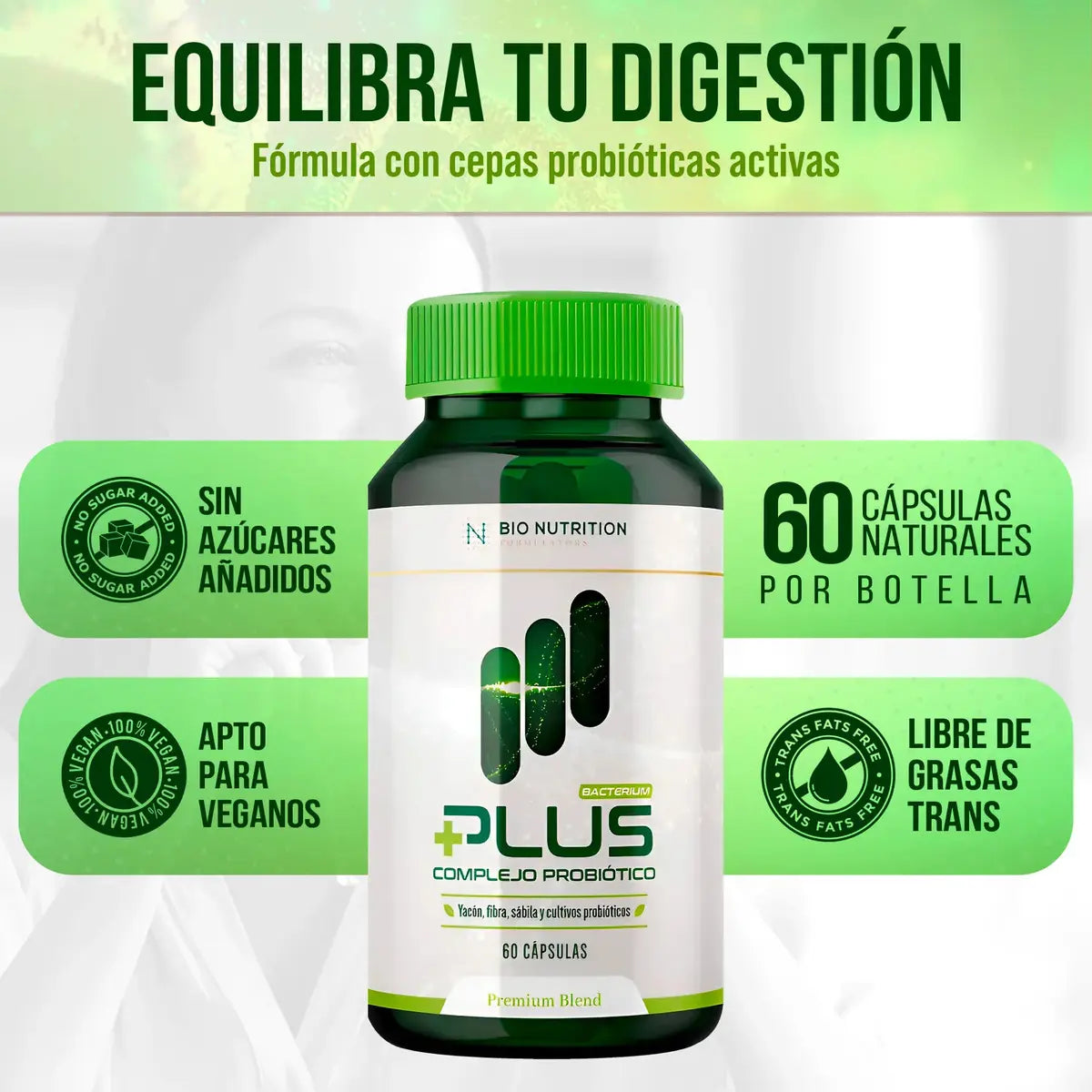 Bio Nutrition Bacterium Plus Cápsulas - Frasco 30 und