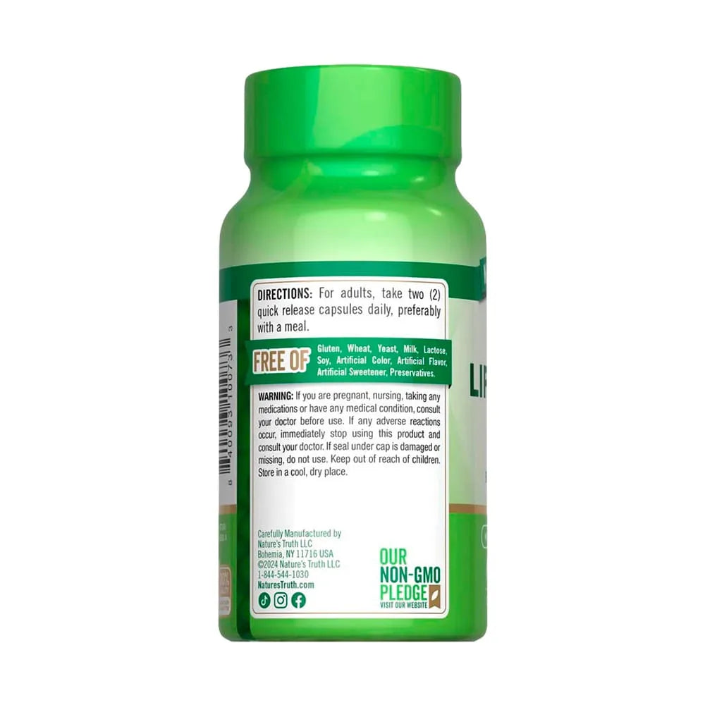 Nature's Truth Ácido Alfa Lipoico + Biotina - 60 Cápsulas