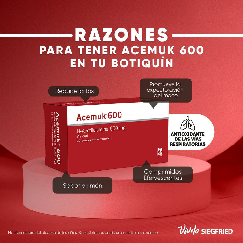Acemuk 600mg Comprimido Efervescente - Tubo 10 Un