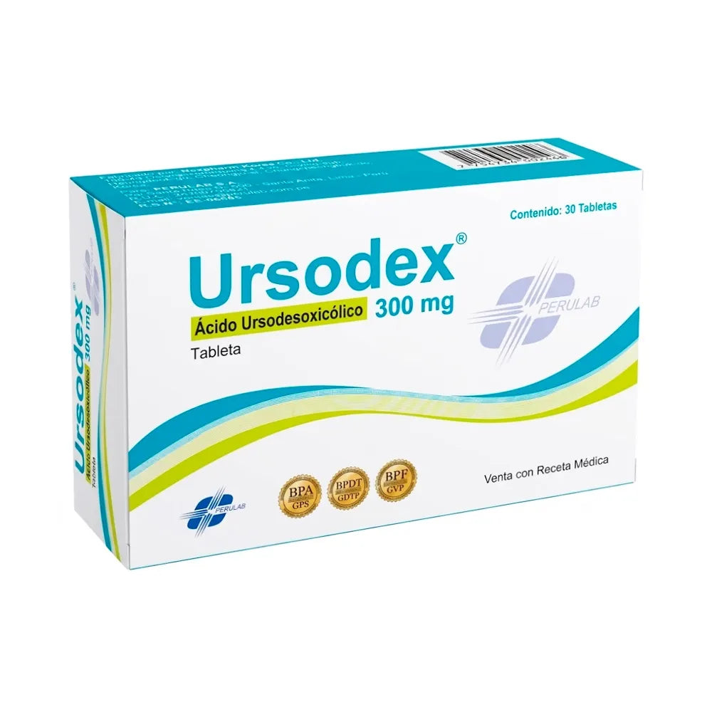 Ursodex 300 mg (ácido ursodesoxicólico) - 30 Tabletas
