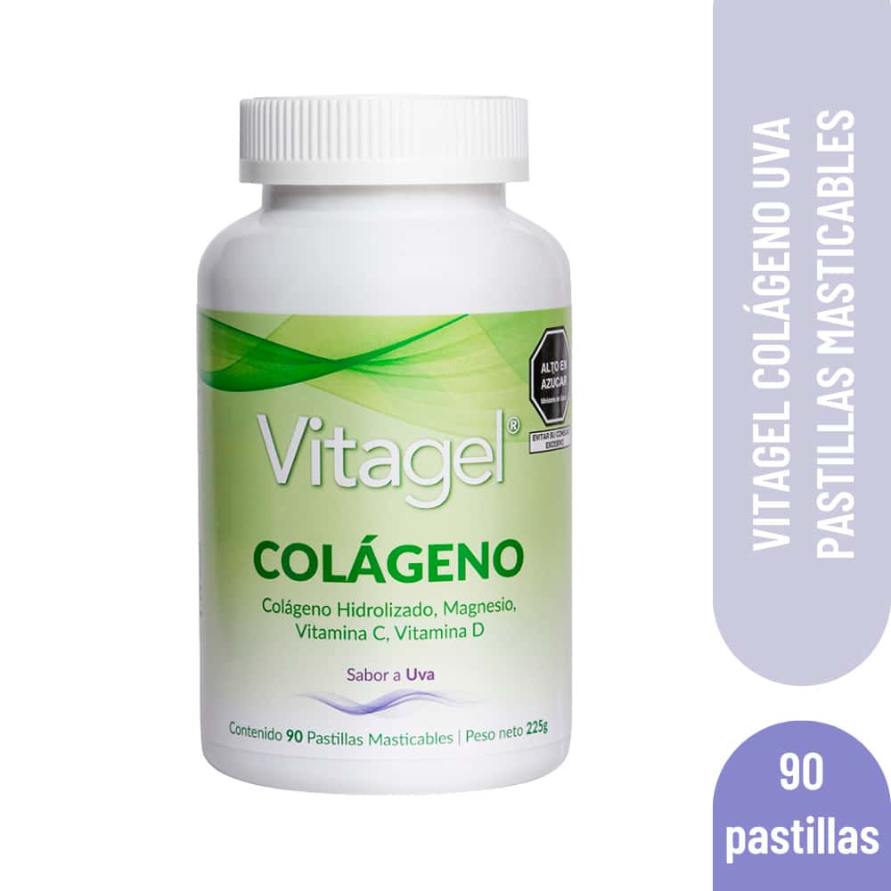 Vitagel Colágeno Sabor Uva Pastilla Masticable - Frasco x 90