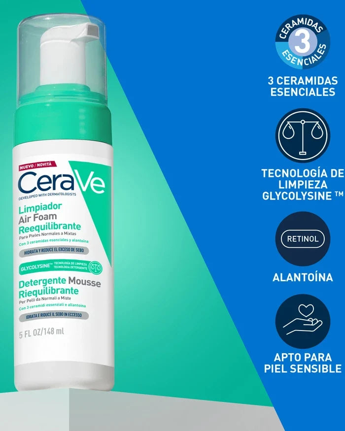 CeraVe Limpiador Air Foam Reequilibrante - Frasco 148 ml