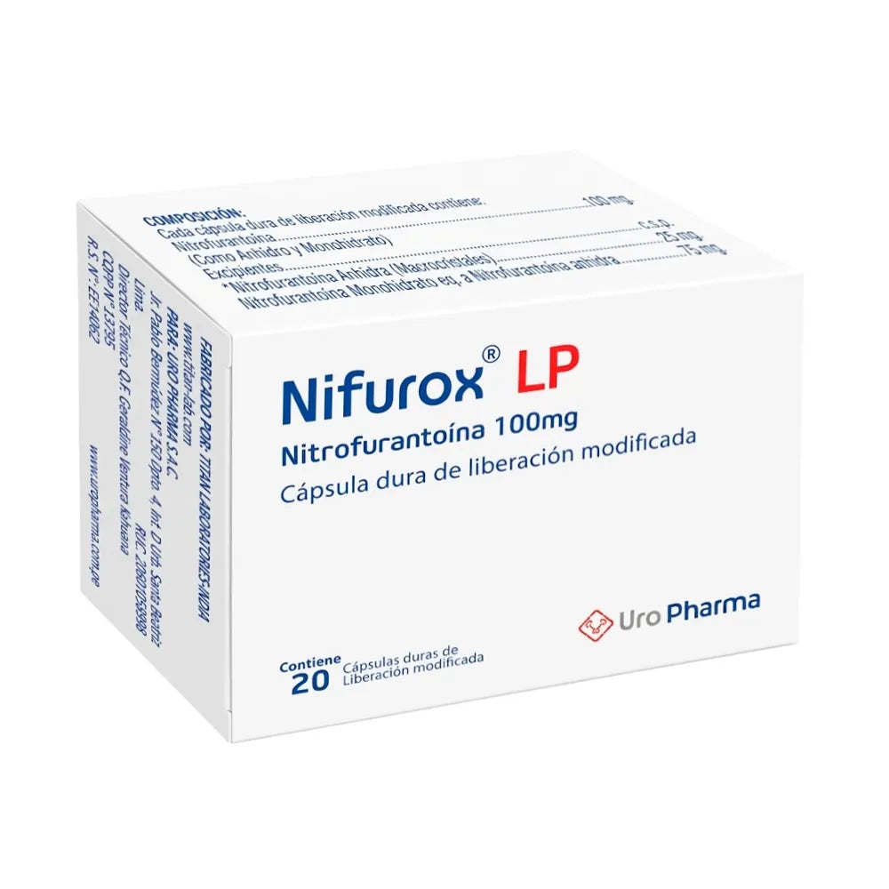 Nifurox LP 100 mg de Liberación Modificada - 20 Cápsulas Duras